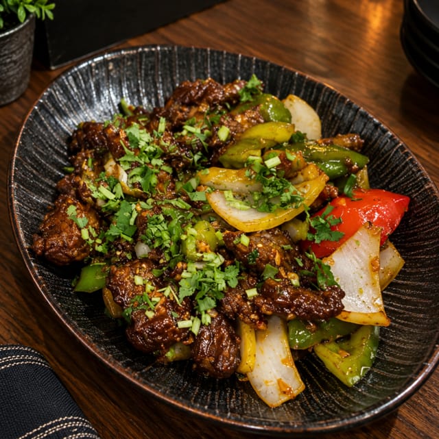 Fried Chili Lamb.