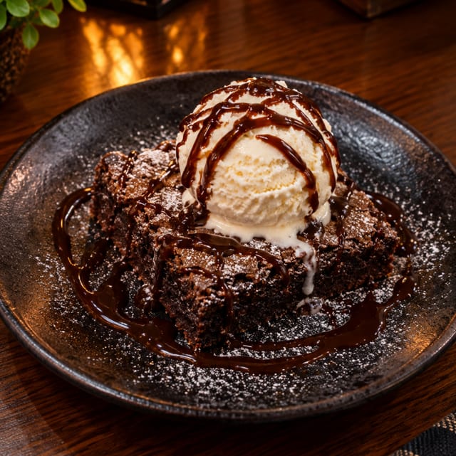 Chocolate Brownie W/Vanilla.