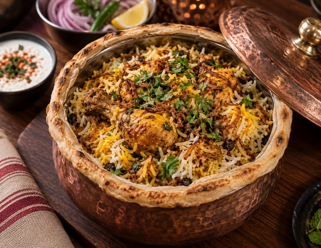 The Golden Chicken Dum Biryani.
